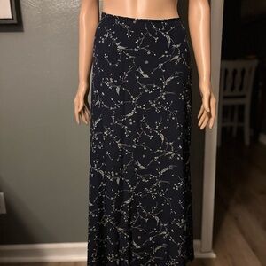 Ralph Lauren Navy Floral Silk Maxi Skirt (Vintage 90s)